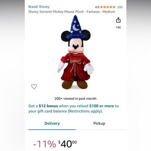 Disney Sorcerer Mickey Mouse Plush - Fantasia